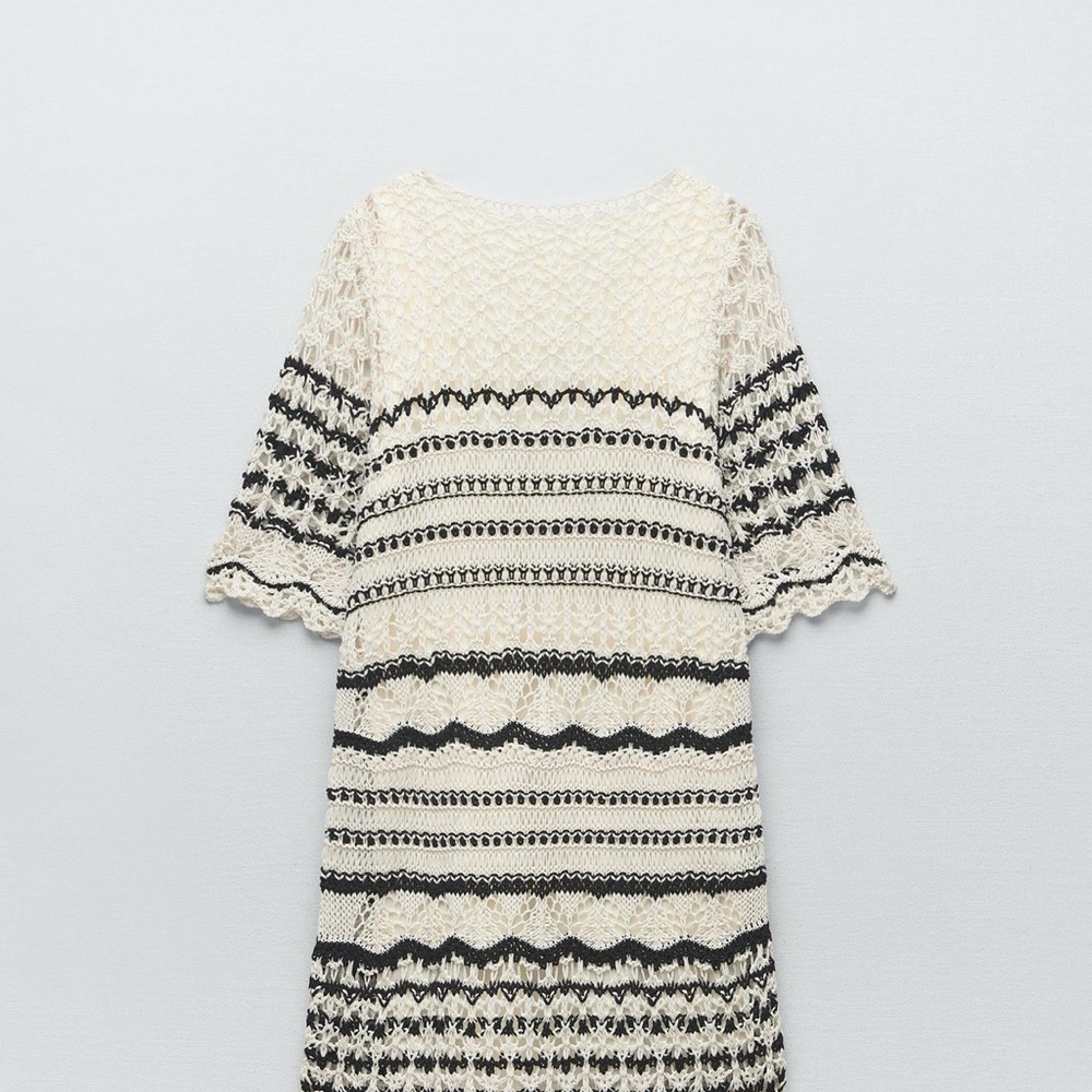 Zara Black and Cream Patterned Dress